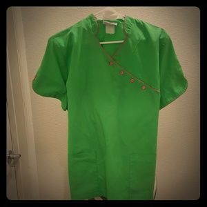 Gorgeous Island green scrub top